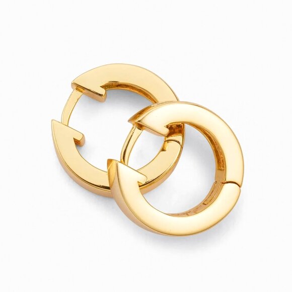 Classic Princess Cut  Yellow Gold Plated 925 Sterling Silver Huggie Hoop Earring - Picture 4 of 5